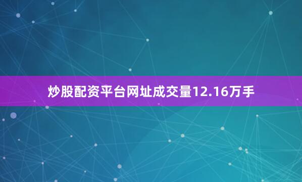 炒股配资平台网址成交量12.16万手